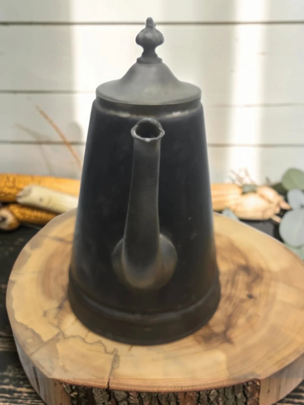 Antique 19th-Century Pewter/Britannia Ware Tea or Coffee Pot